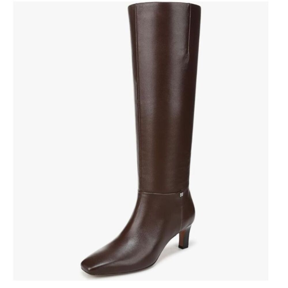 Franco Sarto Women's Timmy Square Toe Zip Tall Boots Size 8 Brown Leather